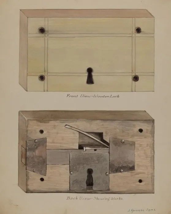 Framed Print : Lock, c. 1936. Creator: J. Howard Iams Framed Print : Lock, c. 1936. Creator: J. Howard Iams