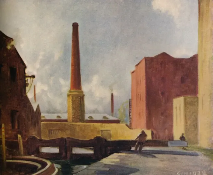 Framed Print : Lock Gates, Blackburn, 1928 (1931). Artist: Charles John Holmes Framed Print : Lock Gates, Blackburn, 1928 (1931). Artist: Charles John Holmes