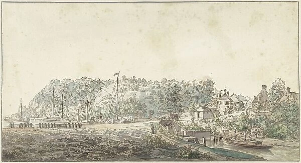 The lock at the Grebbe between Rhenen and Wageningen, 1749. Creator: Jacob van Liender