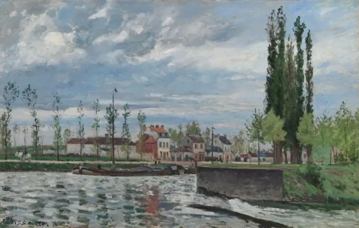 Framed Print : The Lock at Pontoise, 1872. Creator: Camille Pissarro (French, 1830-1903) Framed Print : The Lock at Pontoise, 1872. Creator: Camille Pissarro (French, 1830-1903)