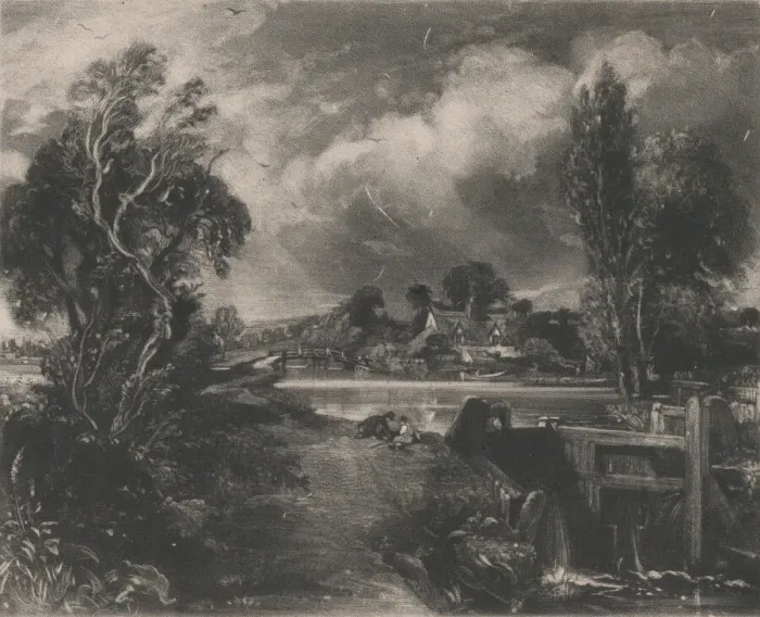 Framed Print : A Lock on the Stour, 1830. Creator: David Lucas