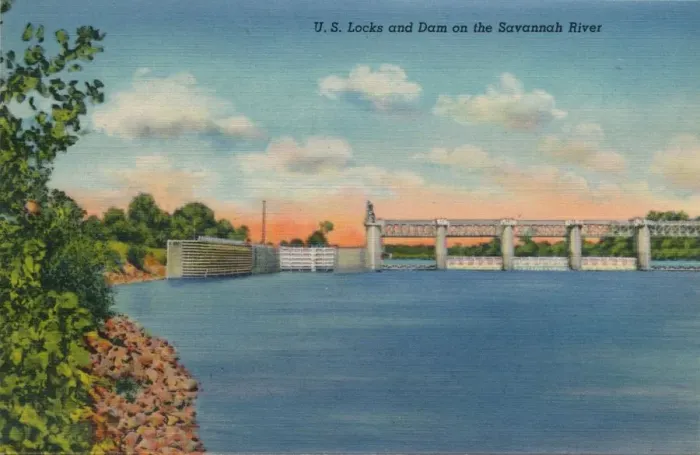 Framed Print : US Locks and Dam on the Savannah River, 1943 Framed Print : US Locks and Dam on the Savannah River, 1943