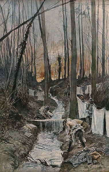 L'offensive Francaise d'avril-mai 1917; Dans le bois de Roucy (Aisne): la toilette du... 1917. Creator: Francois Flameng