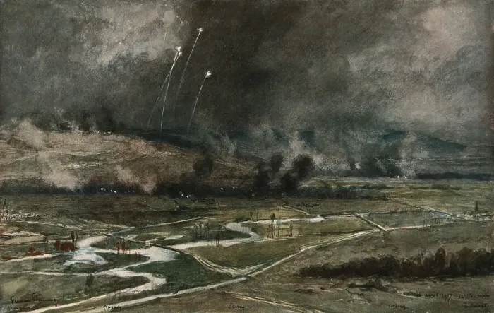 Framed Print : L'offensive Francaise d'avril-mai 1917; L'attaque des positions allemandes au Nord de... 1917. Creator: Francois Flameng Framed Print : L'offensive Francaise d'avril-mai 1917; L'attaque des positions allemandes au Nord de... 1917. Creator: Francois Flameng