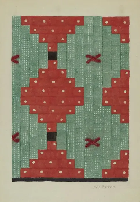 Framed Print : Log Cabin Quilt, c. 1941. Creator: Ada Barnes Framed Print : Log Cabin Quilt, c. 1941. Creator: Ada Barnes