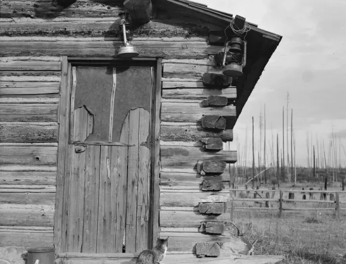 Framed Print : Log home, farm established 6 years ago, Priest River Peninsula, Bonner County, Idaho, 1939 Creator: Dorothea Lange Framed Print : Log home, farm established 6 years ago, Priest River Peninsula, Bonner County, Idaho, 1939 Creator: Dorothea Lange