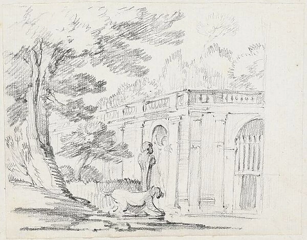 Loggia and Statuary in an Italian Garden, 1744 / 1750. Creator: Joseph-Marie Vien the Elder