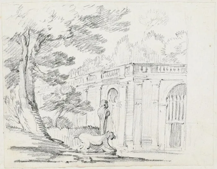 Framed Print : Loggia and Statuary in an Italian Garden, 1744 / 1750. Creator: Joseph-Marie Vien the Elder