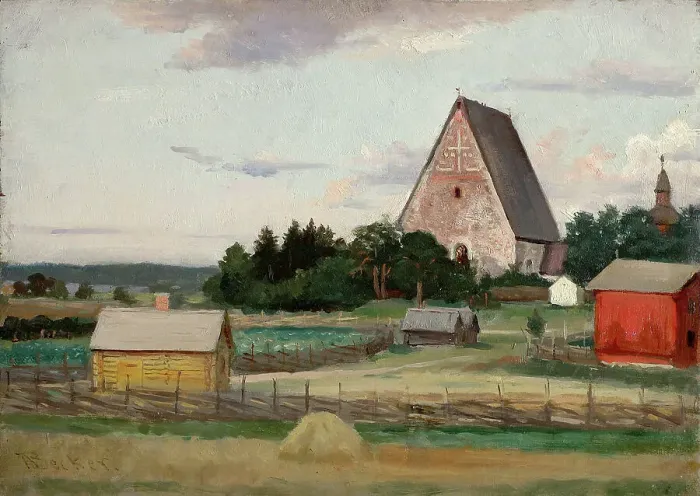 Framed Print : Lohja church, exercise, 1860-1900. Creator: Adolf von Becker Framed Print : Lohja church, exercise, 1860-1900. Creator: Adolf von Becker
