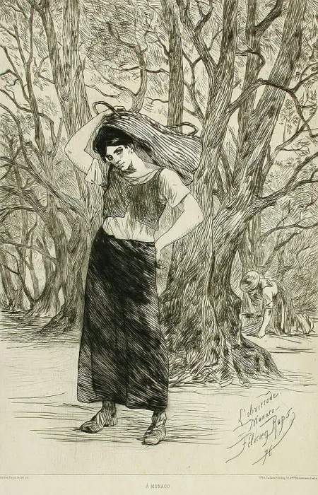 Framed Print : L'Oliviérade, 1876. Creator: Félicien Rops Framed Print : L'Oliviérade, 1876. Creator: Félicien Rops