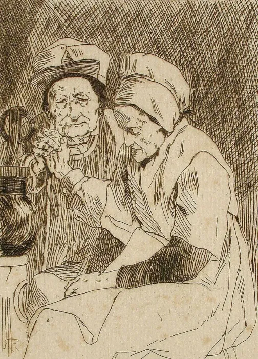 Framed Print : L'Oncle Claes et la tante Johanna, 1875. Creator: Félicien Rops Framed Print : L'Oncle Claes et la tante Johanna, 1875. Creator: Félicien Rops