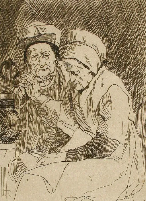 Framed Print : L'Oncle Claes et la tante Johanna, 1875. Creator: Félicien Rops Framed Print : L'Oncle Claes et la tante Johanna, 1875. Creator: Félicien Rops