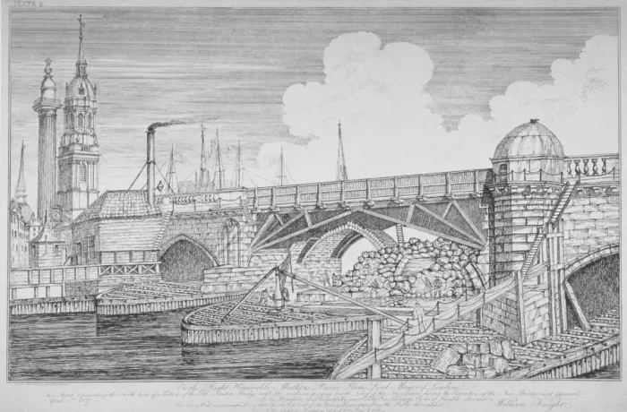 Framed Print : London Bridge, 1826. Artist: William Knight Framed Print : London Bridge, 1826. Artist: William Knight