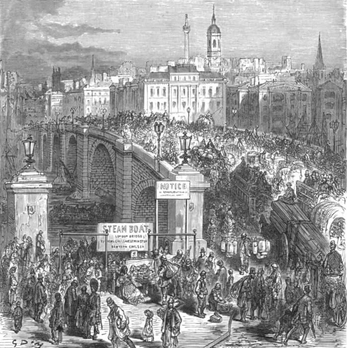 Framed Print : London Bridge, 1872, 1872. Creator: Gustave Doré Framed Print : London Bridge, 1872, 1872. Creator: Gustave Doré