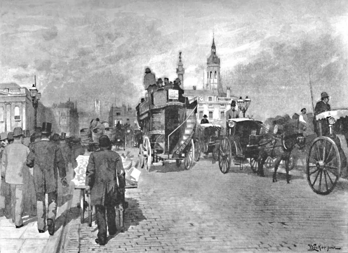Framed Print : London Bridge - Going Across, 1891. Creator: William Luker. London Bridge - Going Across, 1891. Creator: William Luker Framed Print : London Bridge - Going Across, 1891. Creator: William Luker. London Bridge - Going Across, 1891. Creator: William Luker