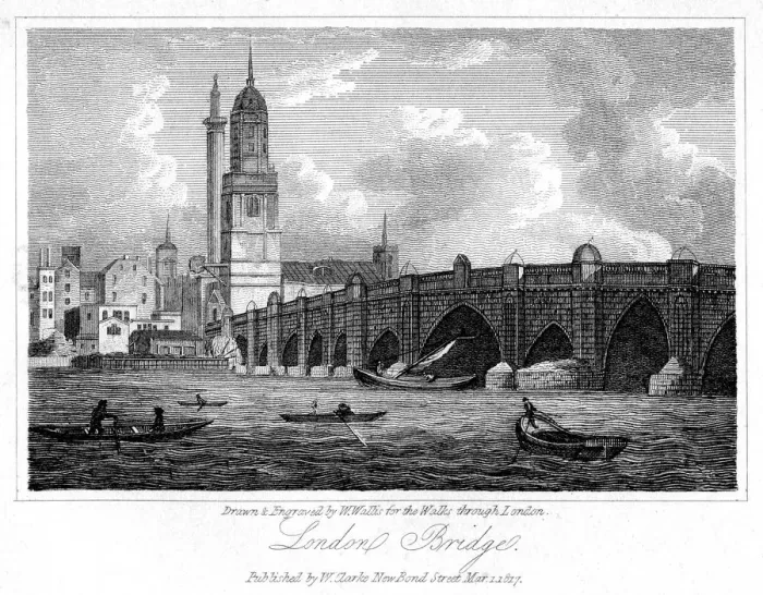 Framed Print : London Bridge, London, 1817. Artist: W Wallis Framed Print : London Bridge, London, 1817. Artist: W Wallis