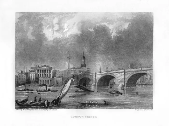 Framed Print : London Bridge, London, 19th century. Artist: J Woods Framed Print : London Bridge, London, 19th century. Artist: J Woods