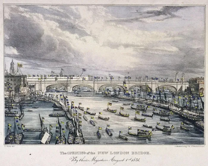Framed Print : London Bridge (new), London, 1831. Artist: Charles Etienne Pierre Motte Framed Print : London Bridge (new), London, 1831. Artist: Charles Etienne Pierre Motte