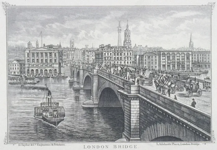 Framed Print : London Bridge (new), London, c1850. Artist: D Taylor & Co Framed Print : London Bridge (new), London, c1850. Artist: D Taylor & Co