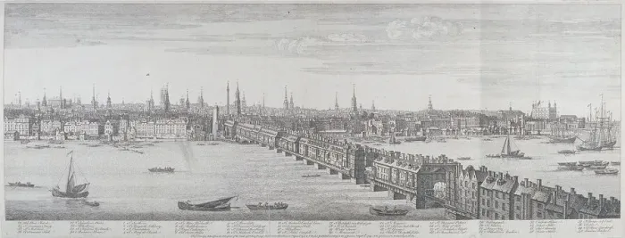 Framed Print : London Bridge (old), London, 1749. Artist: Samuel Buck Framed Print : London Bridge (old), London, 1749. Artist: Samuel Buck