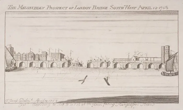Framed Print : London Bridge (old), London, 1758