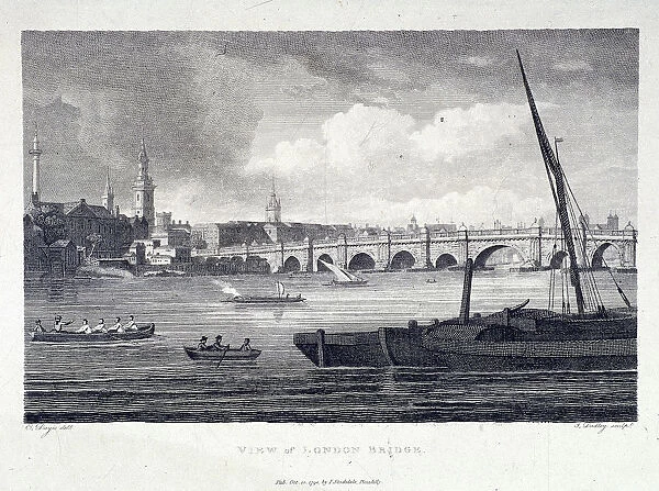 London Bridge (old), London, 1798. Artist: J Dadley