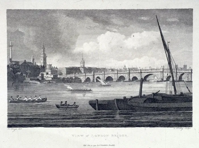 Framed Print : London Bridge (old), London, 1798. Artist: J Dadley Framed Print : London Bridge (old), London, 1798. Artist: J Dadley