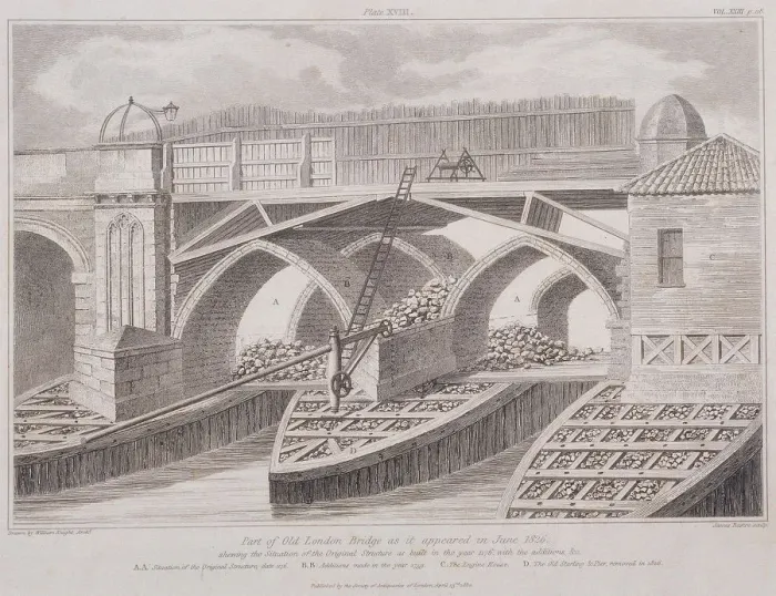 Framed Print : London Bridge (old), London, 1830. Artist: James Basire I Framed Print : London Bridge (old), London, 1830. Artist: James Basire I