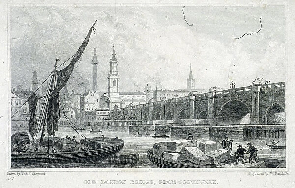 London Bridge (old), London, c1750