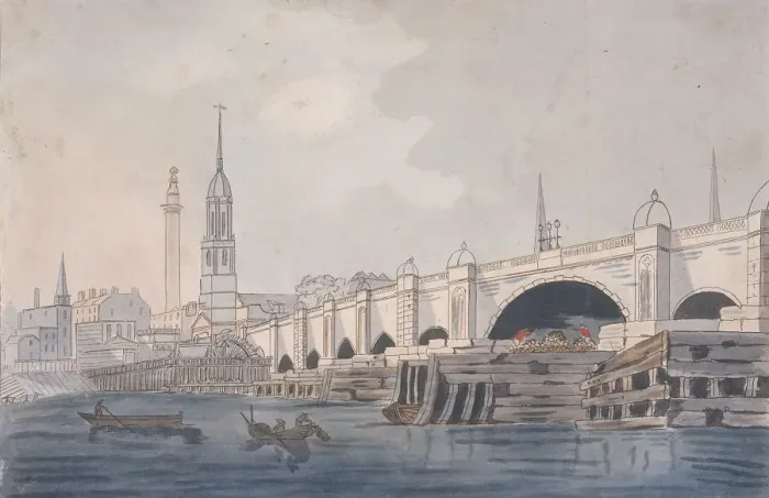 Framed Print : London Bridge (old), London, c1800 Framed Print : London Bridge (old), London, c1800