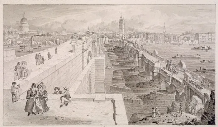 Framed Print : London Bridge (old and new), London, 1831. Artist: Thomas Hosmer Shepherd Framed Print : London Bridge (old and new), London, 1831. Artist: Thomas Hosmer Shepherd