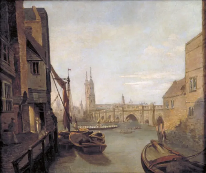 Framed Print : London Bridge from Pepper Alley Stairs, 1788 Framed Print : London Bridge from Pepper Alley Stairs, 1788