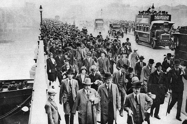 London Bridge rush hour, London, 1926-1927