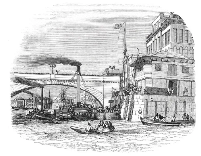 Framed Print : The London Bridge Steam Wharf, 1844. Creator: Unknown Framed Print : The London Bridge Steam Wharf, 1844. Creator: Unknown