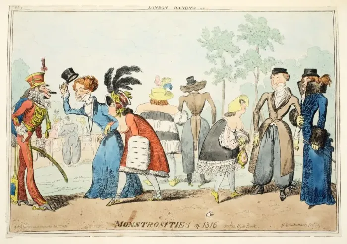Framed Print : London Dandies or Monstrosities of 1815, 1835 Framed Print : London Dandies or Monstrosities of 1815, 1835