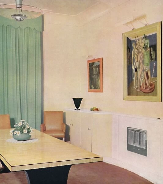 London Dining Room with painting by Chirico, 1938