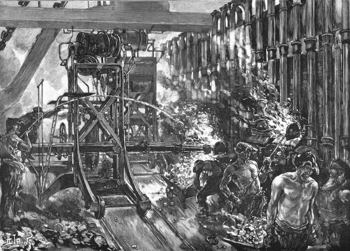 Framed Print : The London Gas Supply; Sketches showing Method of Manufacture; Interior of Retort House, 1891. Creator: Unknown Framed Print : The London Gas Supply; Sketches showing Method of Manufacture; Interior of Retort House, 1891. Creator: Unknown