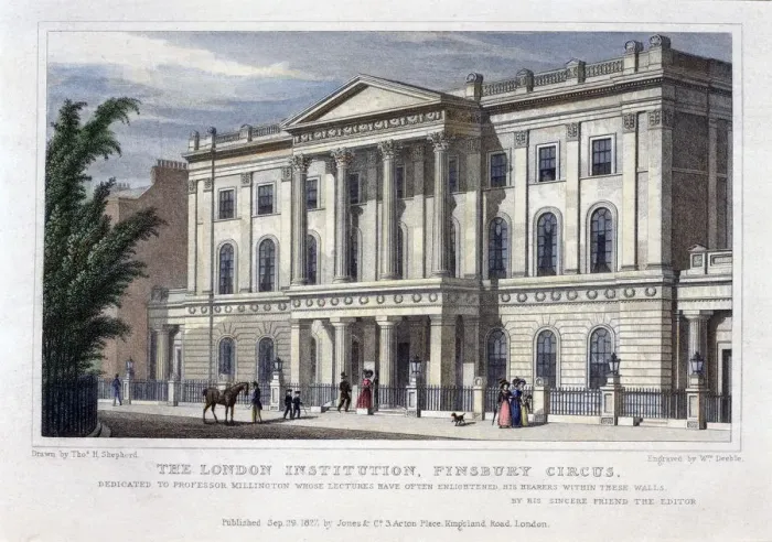 Framed Print : The London Institution, Finsbury Circus, London, 1827. Artist: William Deeble Framed Print : The London Institution, Finsbury Circus, London, 1827. Artist: William Deeble