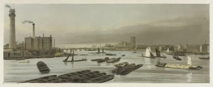 Framed Print : London As It Is: Westminster, from Waterloo Bridge, 1842. Creator: Thomas Shotter Boys (British Framed Print : London As It Is: Westminster, from Waterloo Bridge, 1842. Creator: Thomas Shotter Boys (British