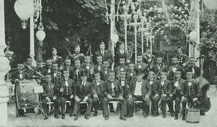 Framed Print : The London Military Band at Kroll's Garden in Berlin, Germany, 1896. Creator: Unknown. The London Military Band at Kroll's Garden in Berlin, Germany, 1896. Creator: Unknown Framed Print : The London Military Band at Kroll's Garden in Berlin, Germany, 1896. Creator: Unknown. The London Military Band at Kroll's Garden in Berlin, Germany, 1896. Creator: Unknown