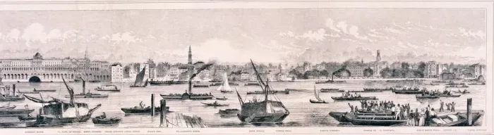 Framed Print : London from the River Thames, 1844 Artist: Frank Vizetelly Framed Print : London from the River Thames, 1844 Artist: Frank Vizetelly