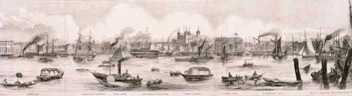 Framed Print : London from the River Thames, 1844 Artist: Frank Vizetelly