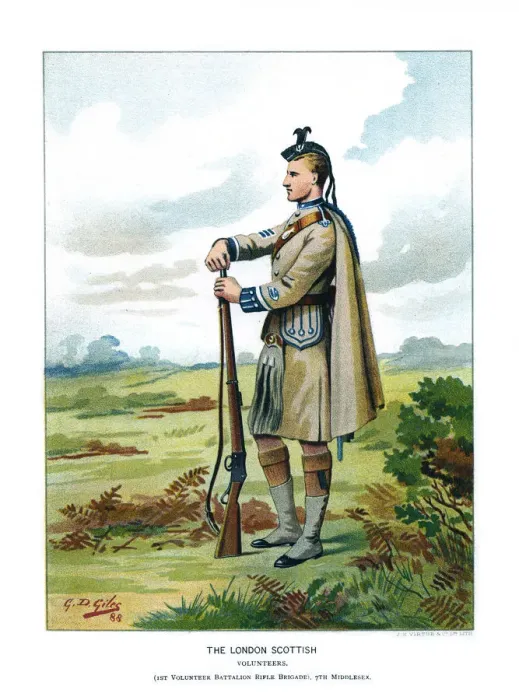 Framed Print : The London Scottish, c1890. Artist: Geoffrey Douglas Giles Framed Print : The London Scottish, c1890. Artist: Geoffrey Douglas Giles