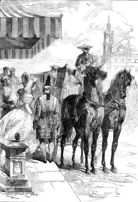 Framed Print : The London Season - Going to the Drawingroom, 1856. Creator: Edmund Morin Framed Print : The London Season - Going to the Drawingroom, 1856. Creator: Edmund Morin