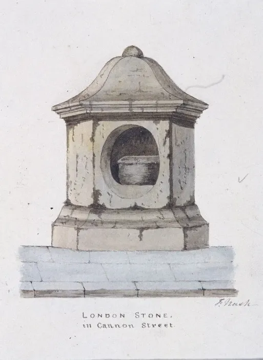 Framed Print : London Stone, Cannon Street, London, c1816. Artist: Frederick Nash Framed Print : London Stone, Cannon Street, London, c1816. Artist: Frederick Nash