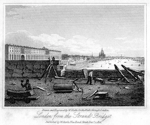 London from the Strand Bridge, 1816. Artist: W Wallis