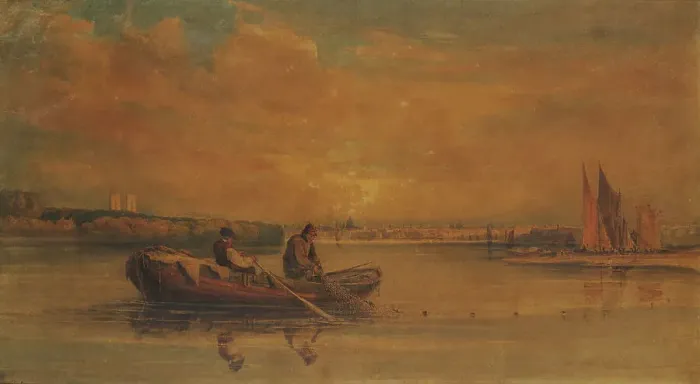 Framed Print : London from the Thames above Westminster, 1810. Creator: David Cox the Elder Framed Print : London from the Thames above Westminster, 1810. Creator: David Cox the Elder