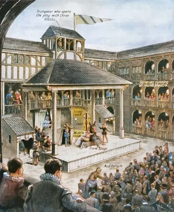 Framed Print : A London Theatre in Shakespeare's Time, c1934. Creator: Unknown. A London Theatre in Shakespeare's Time, c1934. Creator: Unknown Framed Print : A London Theatre in Shakespeare's Time, c1934. Creator: Unknown. A London Theatre in Shakespeare's Time, c1934. Creator: Unknown