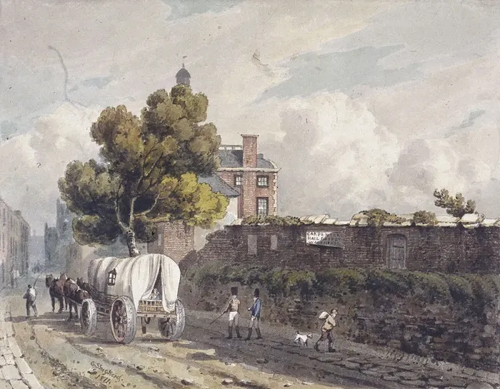 Framed Print : London Wall, London, 1811. Artist: George Shepherd Framed Print : London Wall, London, 1811. Artist: George Shepherd