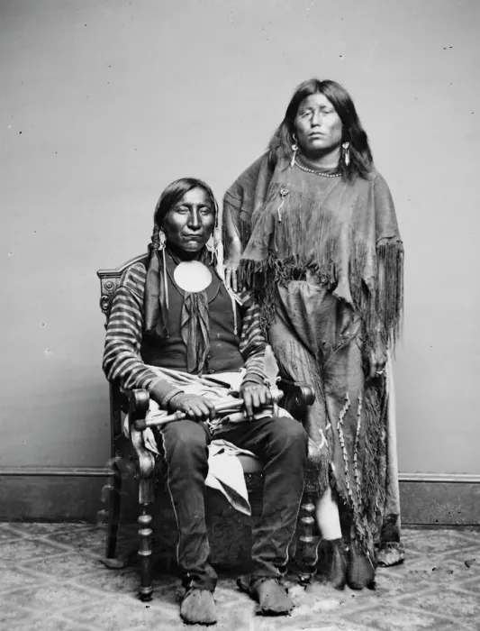 Framed Print : Lone Wolf and his wife Etla, Kiowa Indians, between 1855 and 1865. Creator: Unknown Framed Print : Lone Wolf and his wife Etla, Kiowa Indians, between 1855 and 1865. Creator: Unknown